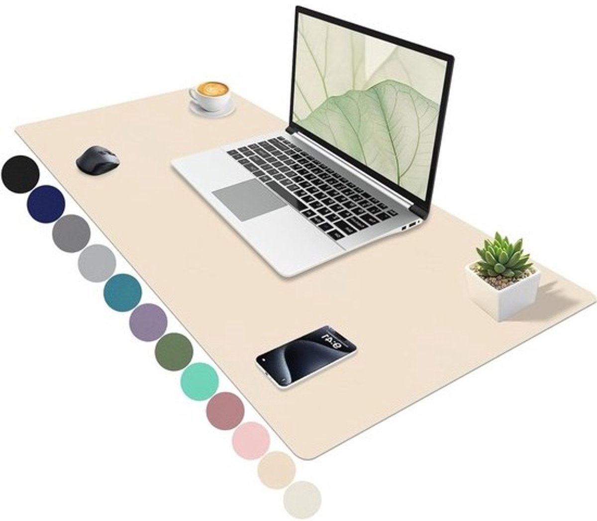 Grote bureauonderlegger - 100x40cm - Off-white - Voor thuiswerk, kantoor en creatieve projecten