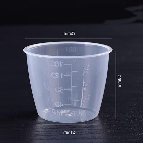 Set van 10 transparante plastic maatbekers - 160ml voor rijst, vloeistoffen en specerijen — afbeelding 3
