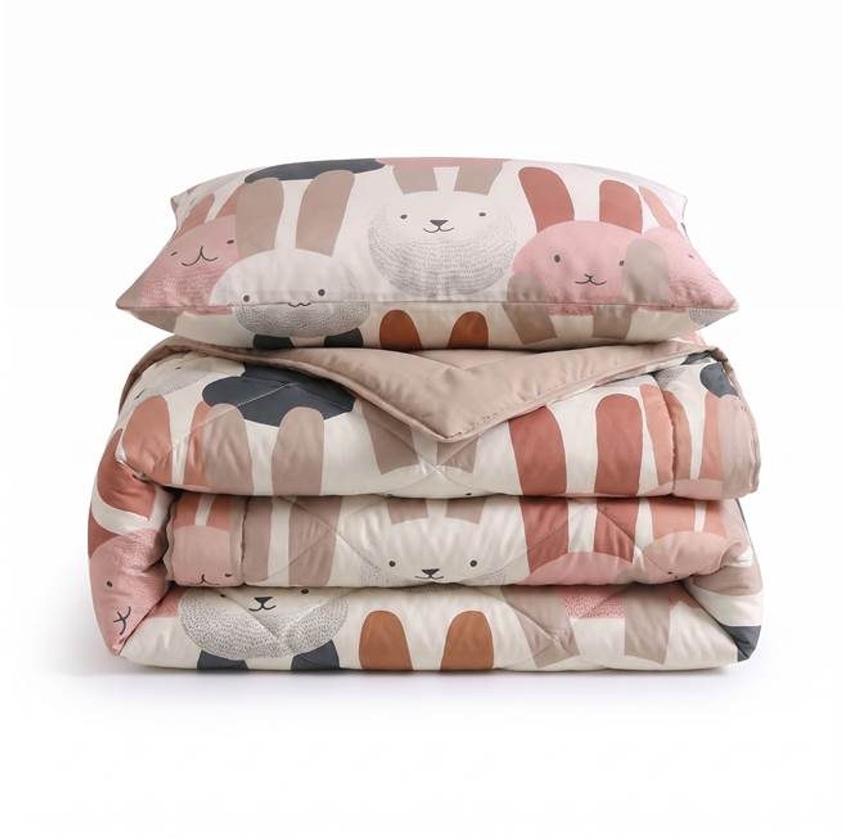Dreamhouse Bunnyhop wasbaar dekbed - Eenpersoons - 140x200 cm - Beige