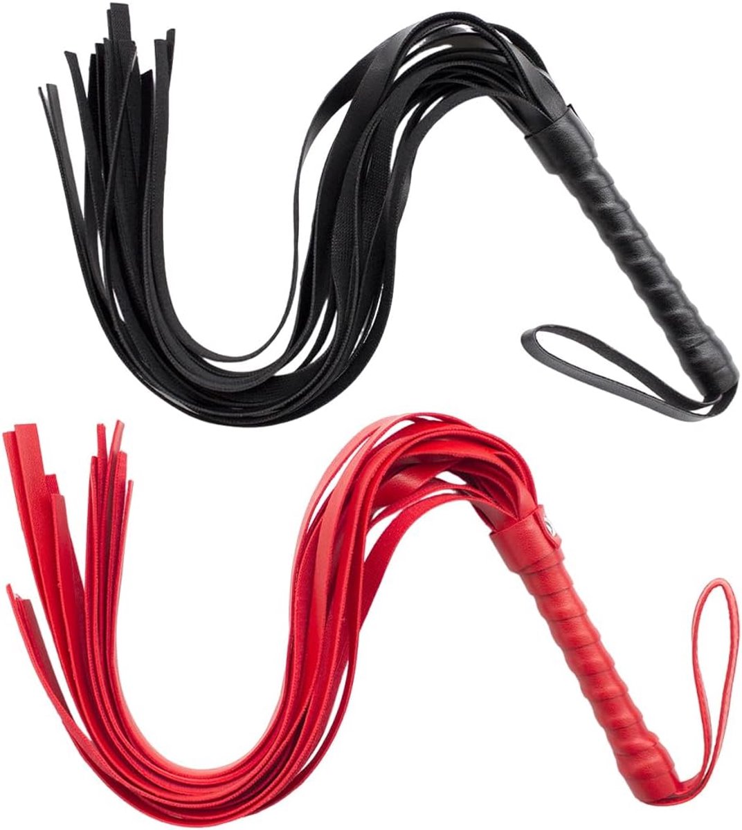 Zweep van pvc, 2 stuks rijzweep voor paardrijden en shows, zwart en rood, ideaal voor paardentraining en rollenspel - ShopVlot