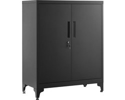 80 x 40 x 100 cm, Zwart, Opbergkast Archiefkast Kantoorkast Garagekast met Slot Metalen Opbergkast met 2 Verstelbare Planken Stevig en Duurzaam Modern en Eenvoudig Design voor Kantoor Studeerkamer Woonkamer Garage Documenten Dossiers Gereedschap