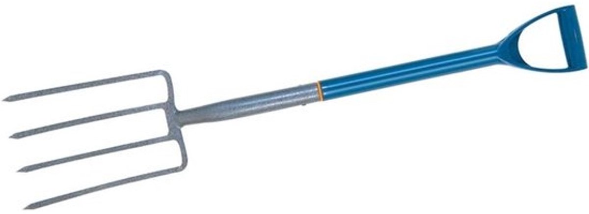 Randvork - Tuinvork voor grondbewerking - Voor graven en aanplanten - Gehard staal - 950 mm - Blauw en zilver
