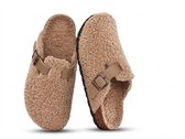 Homaxy - Unisex Clogs - Warme Dames Winter Pantoffels - Comfort Slippers - Houten Cogs - Khaki - 40 - Geschikt voor een voetlengte van 24.8cm