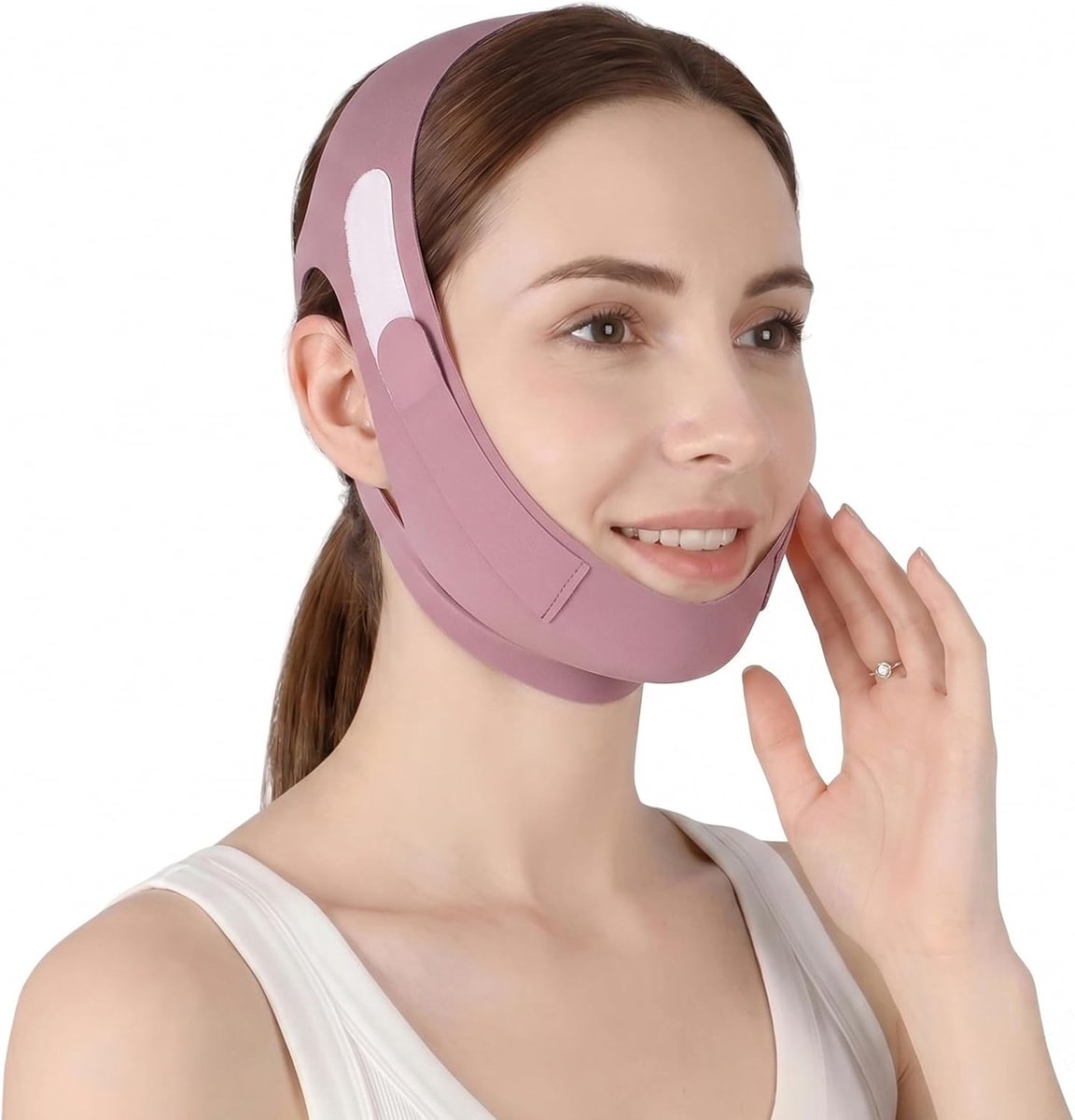 Gezichtsmasker, paars, dubbele kin, herbruikbaar, voor dames, kinband en kinband voor gezichtslifting, verstevigend masker, anti-aging, huidvriendelijk, dagelijkse verzorging