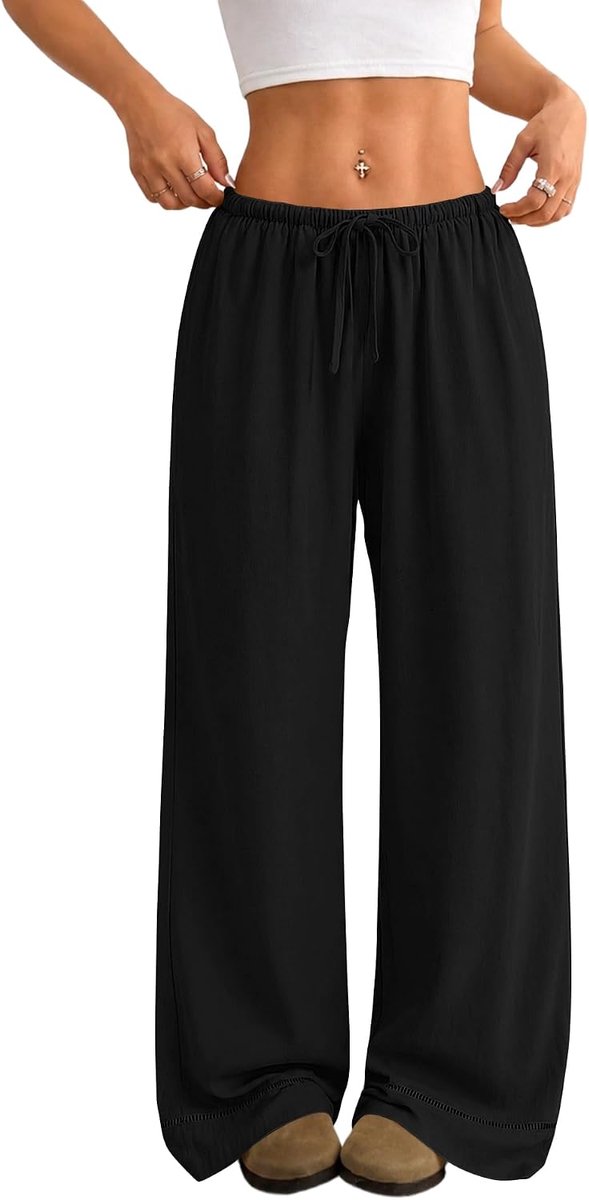 Linnen broek dames wijde pijpen palazzo broek zomer zomerbroek
