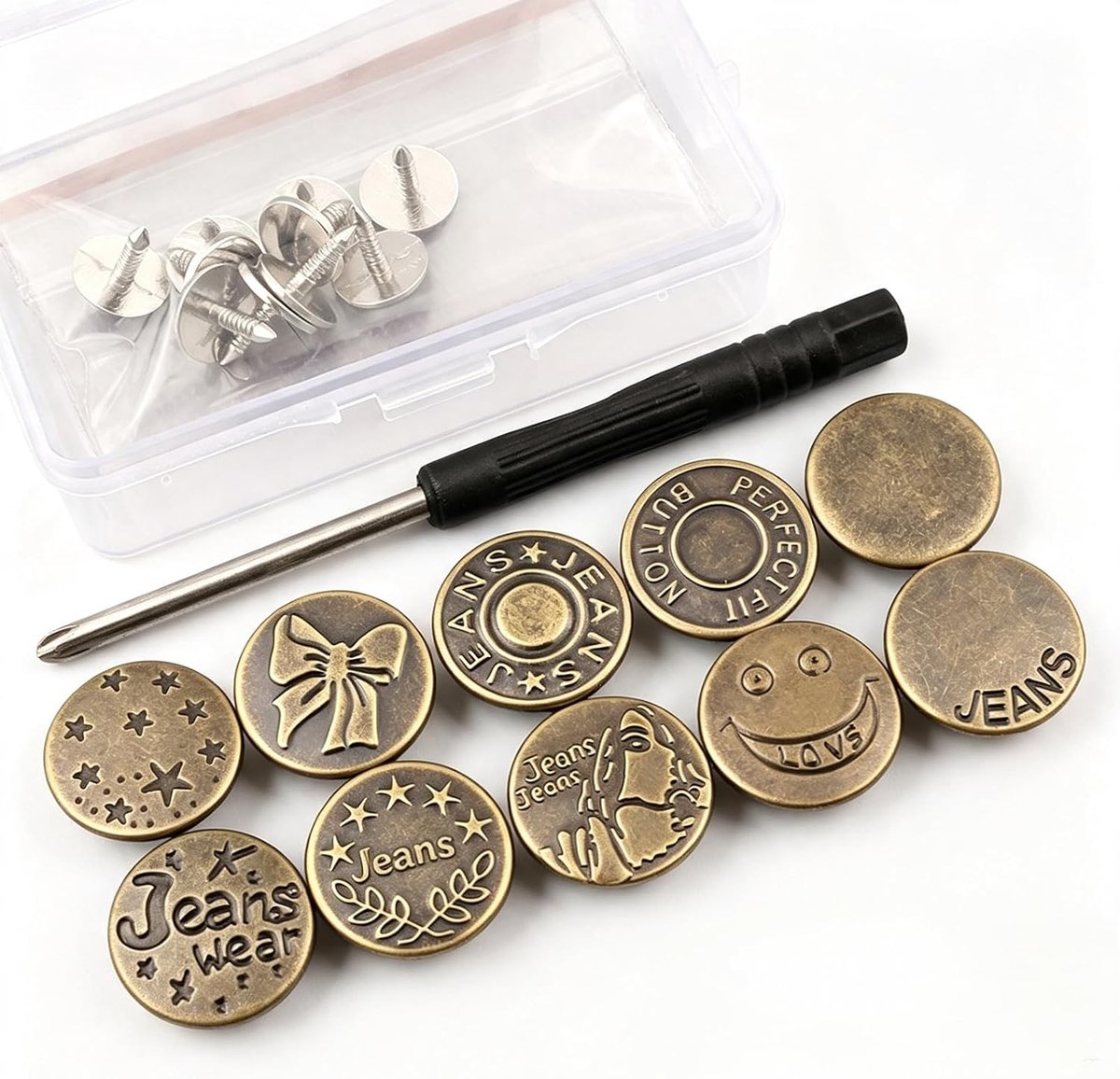 Knopen 17 x 8,5 mm, 10 stuks broekknopen, reparatieset met