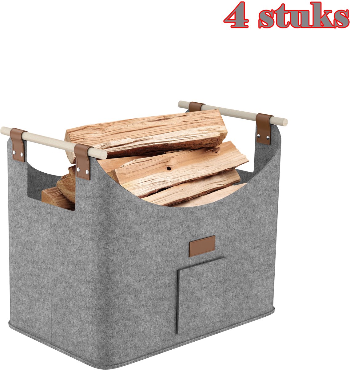 Houtmand 4 Stuks - Opvouwbaar - Vilt - 50 x 32 x 40 cm - Lichtgrijs