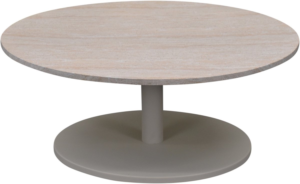 AVH-Collectie Lido lounge tafel 80x80x35 cm latte polystone travertine Wit, Zand / Latte / Linen