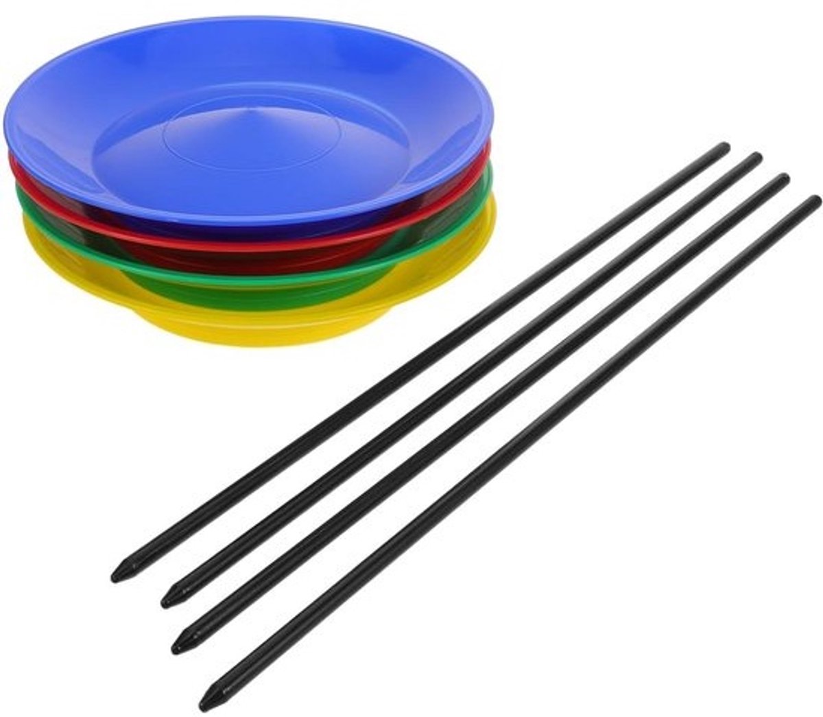 Mikinona set jongleerbord met handstokken - Lichtgewicht kunststof - Circusspinningborden voor beginners en vaardigheidstraining, in kleuren voor straatartiesten en feestspelletjes