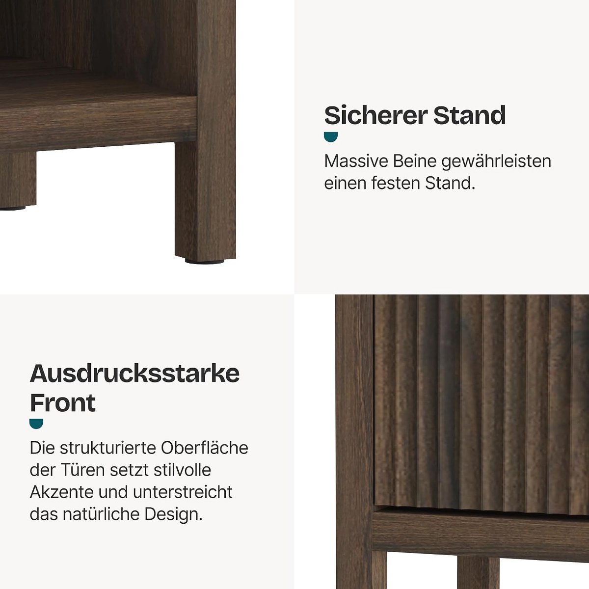 Dressoir met 5 compartimenten en ribbeldeur - 82 x 75 x 30 cm
