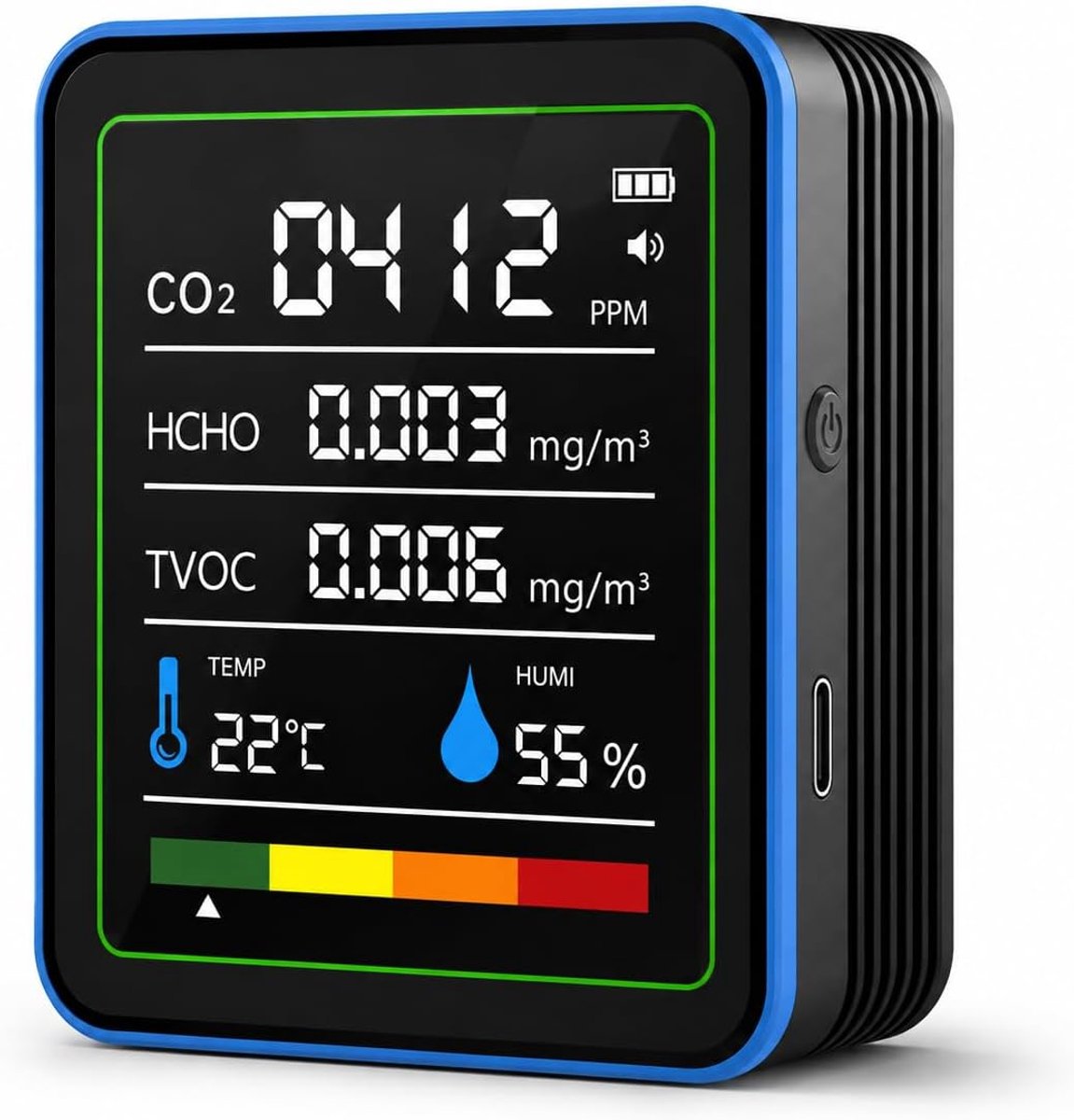 CO2-meter met TVOC/HCHO, temperatuur en