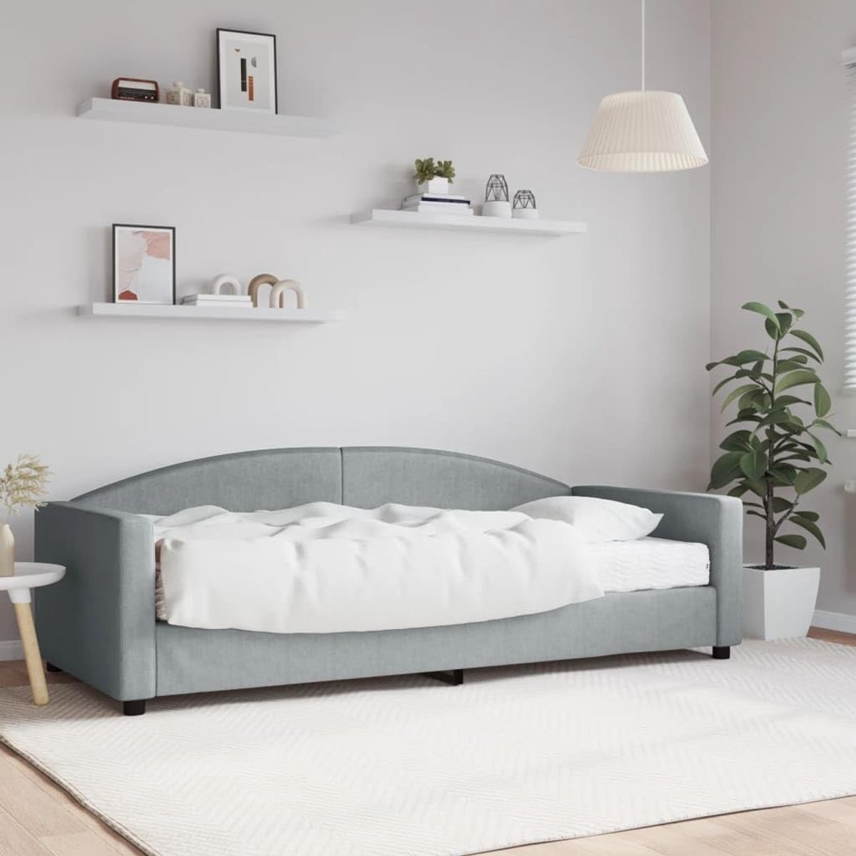 2 in 1 schuimmatras slaapbank woonkamer Lichtgrijs 90x200 cm