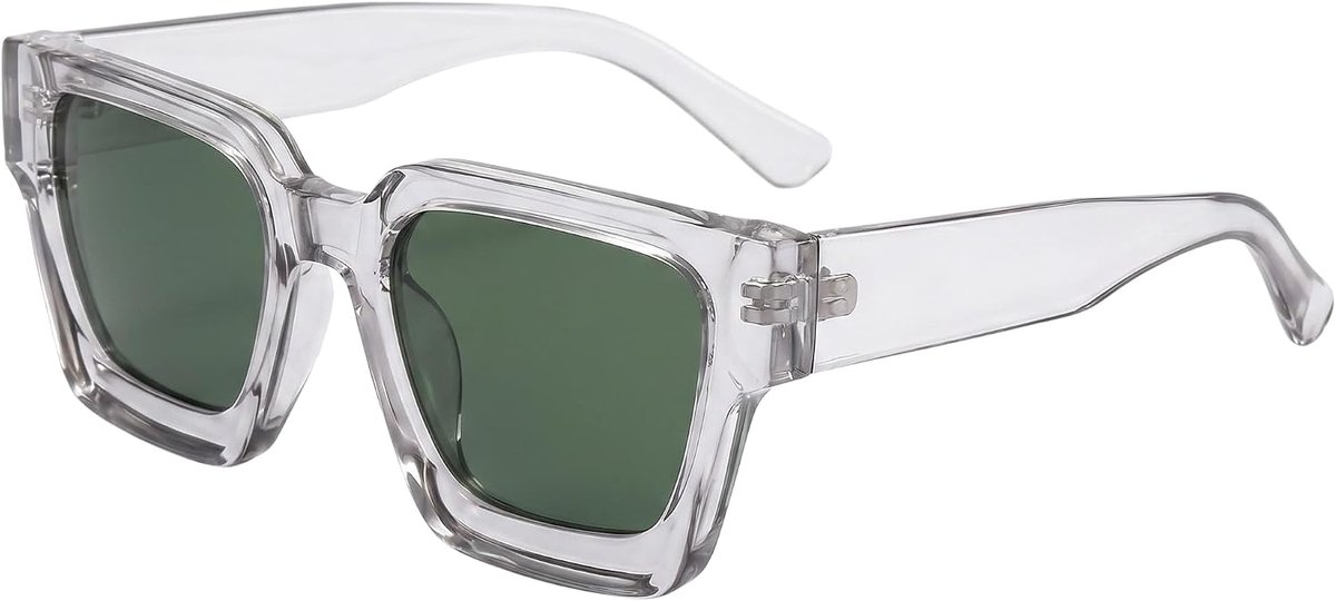 Rechthoekige zonnebril voor dames heren chunky rechthoek zonnebril retro bril UV400-bescherming