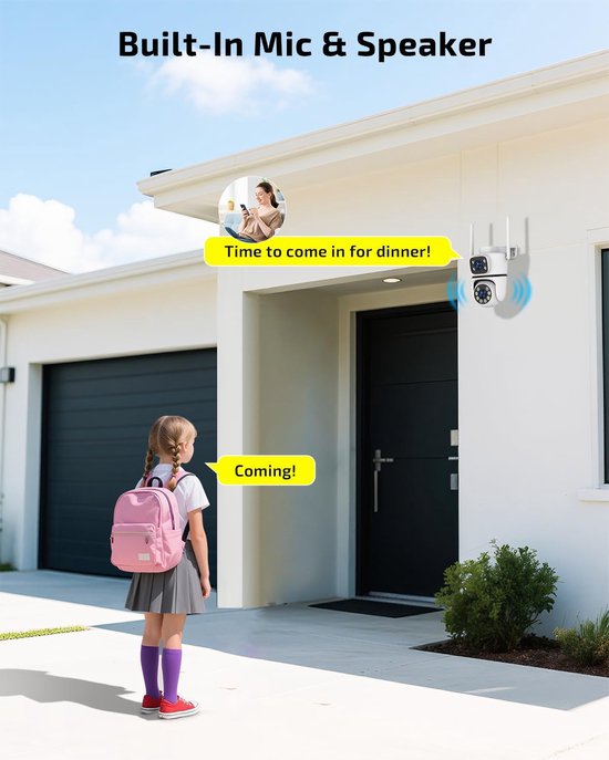 Dual-Lens Beveiligingscamera Buiten - 2.4GHz & 5GHz WiFi - PTZ Camera met Dubbel Beeld - Kleur Nachtzicht - AI Bewegingsdetectie & Auto-Tracking - 2-Weg Audio - Draadloos - Voor Huis & Tuin — afbeelding 2