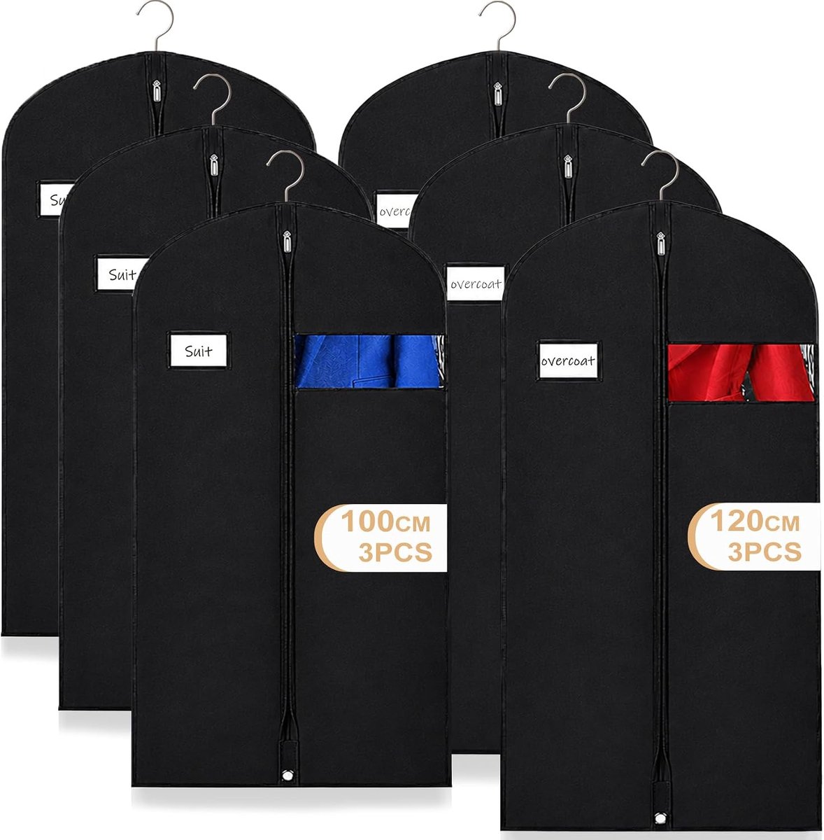 6 Stuks Kledingzak 60x100 cm 60x120cm, Ademend Vochtbestendig en Stofdicht