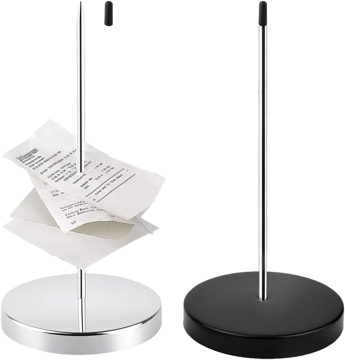 2 stuks kwitanties van verchroomde legering, bonnethouder, snoephouder, restaurant, met ronde basis, factuur voor restaurants, kantoren, winkels
