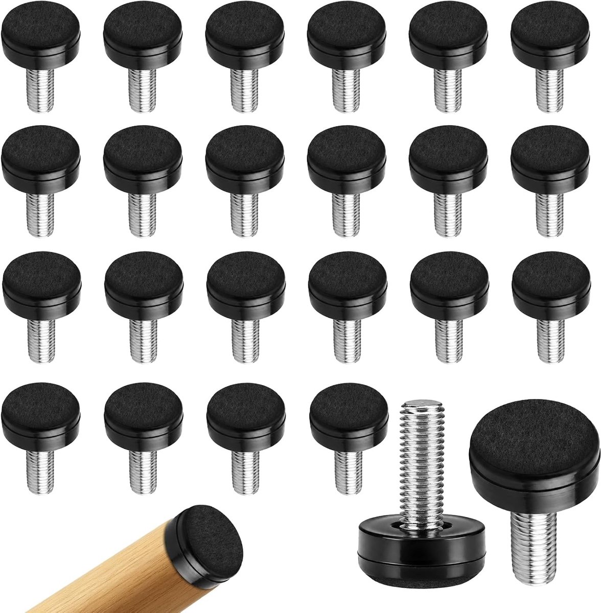 24 stuks M8 viltglijders, 20 mm, stoelglijders, meubelpoten met