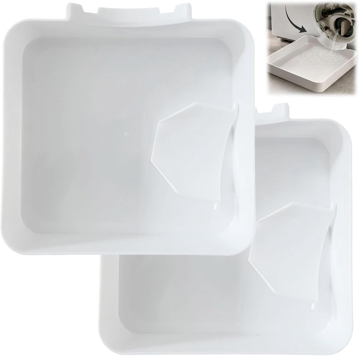 Afvoerbakjes voor de wasmachine, 2 stuks, wit