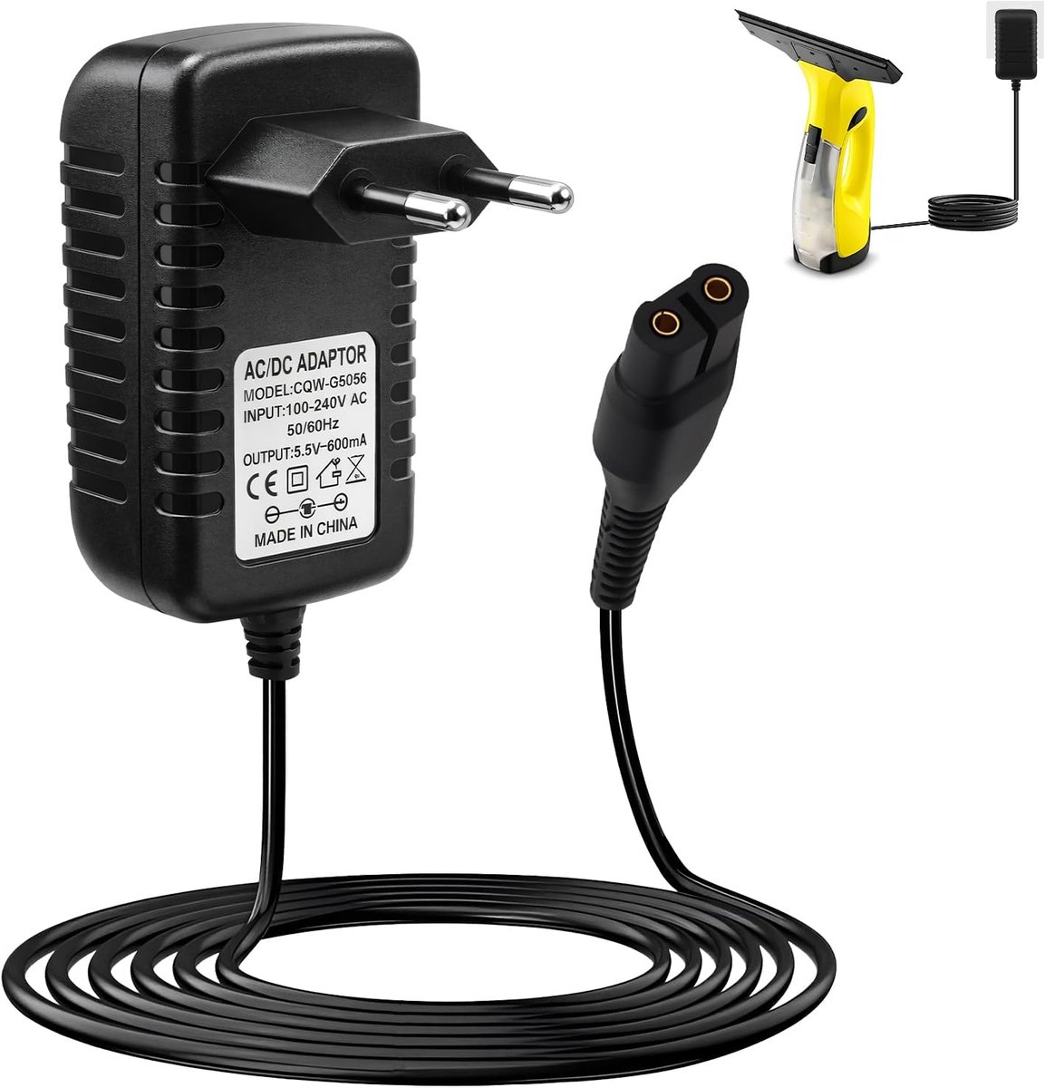 Charger 5.5 V for Window Wiper, Power Cord Compatible with WV1 WV2 WV2 Premium WV5 Premium - ShopVlot