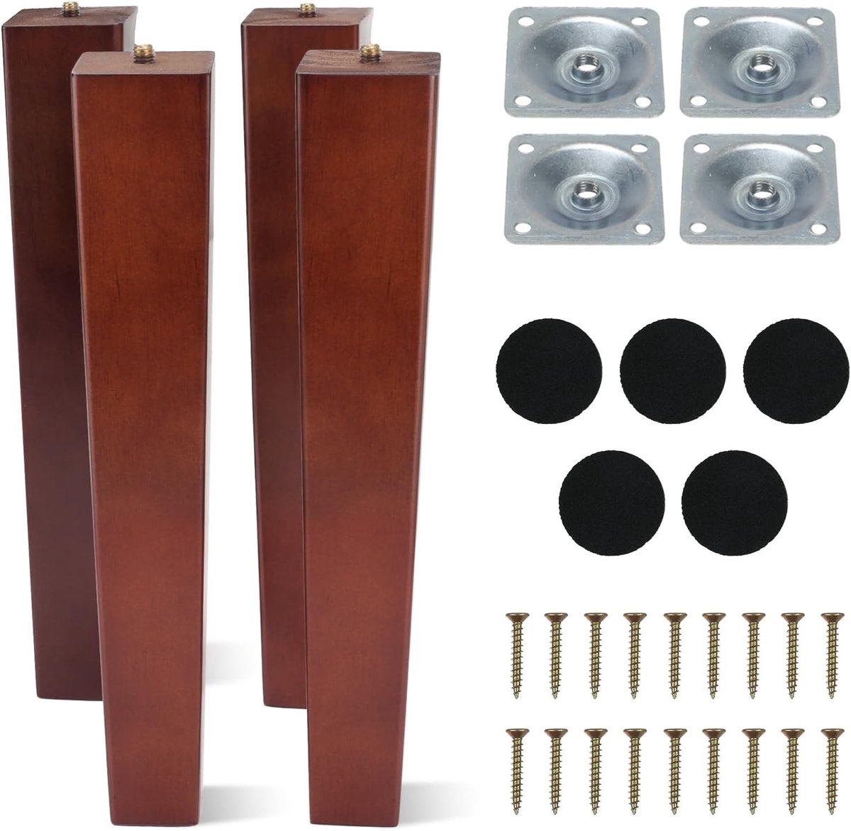 Set van 4 houten meubelpootjes van 30 cm - Vierkante vervangingspoten voor banken en meubels, ideaal voor renovatie en interieurstyling