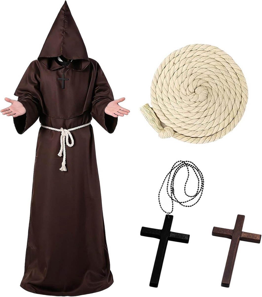 Klassiek Monnik Kostuum voor Mannen - Perfect voor Carnaval, Halloween en Theatrale Voorstellingen