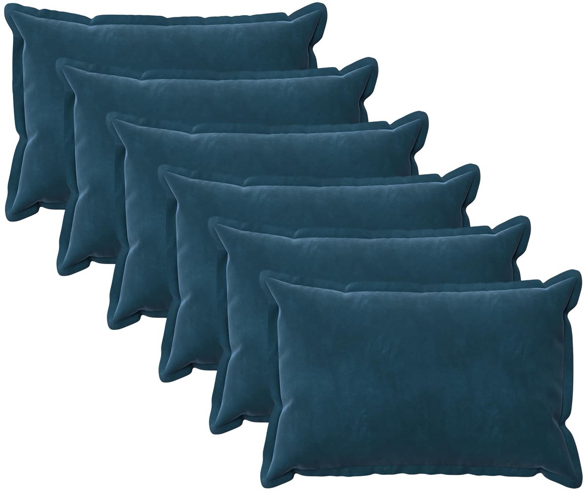 vidaXL Dekenkussen - 6 - st - HOUTEN - Blauw - 30 - x - 50 - cm - fluweel