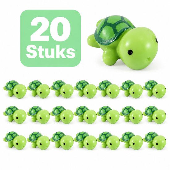 Een set van 20 miniatuur groene schildpadjes.