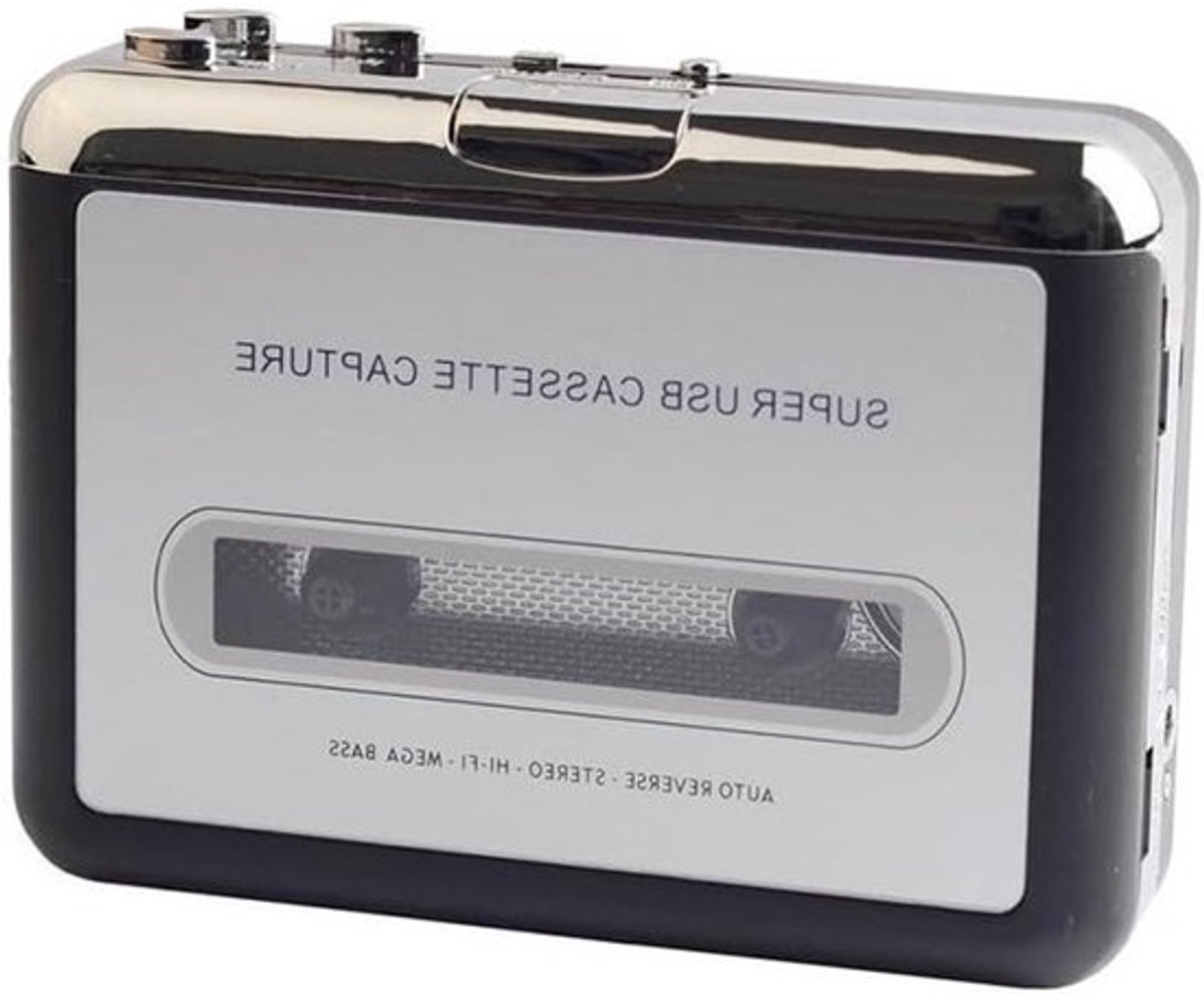 Cassette-speler - Tape naar MP3 - Muziek digitaliseren - Automatische omkering - 16 x 11 cm - Zilver