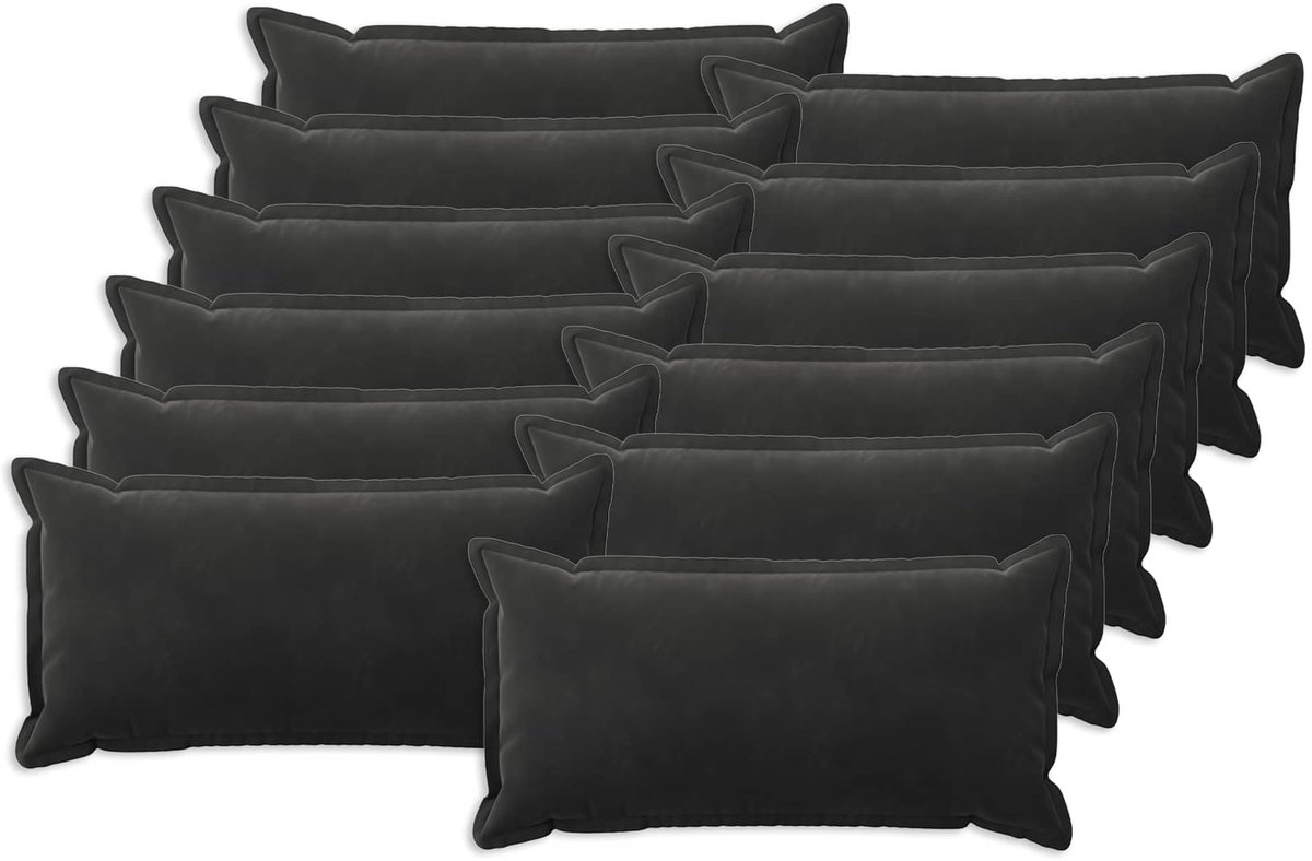 vidaXL Dekenkussen - 12 - st - HOUTEN - Zwart - 40 - x - 80 - cm - fluweel
