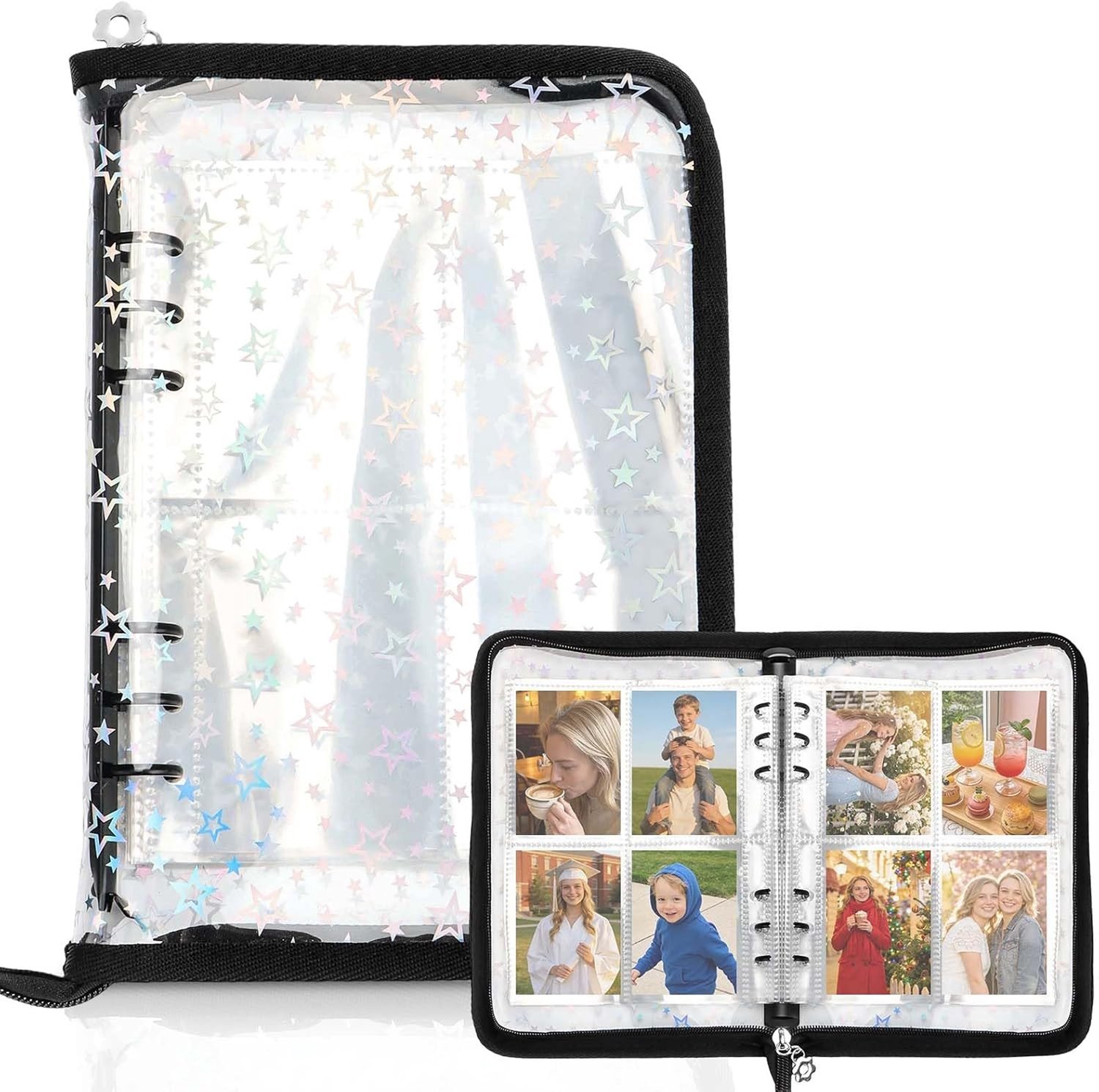 Kpop Fotokaart Binder en Sticker Album, A5 6-Ring Organiser met 30 Binnenpagina's voor Verzamelen van Trading Cards en Stickers