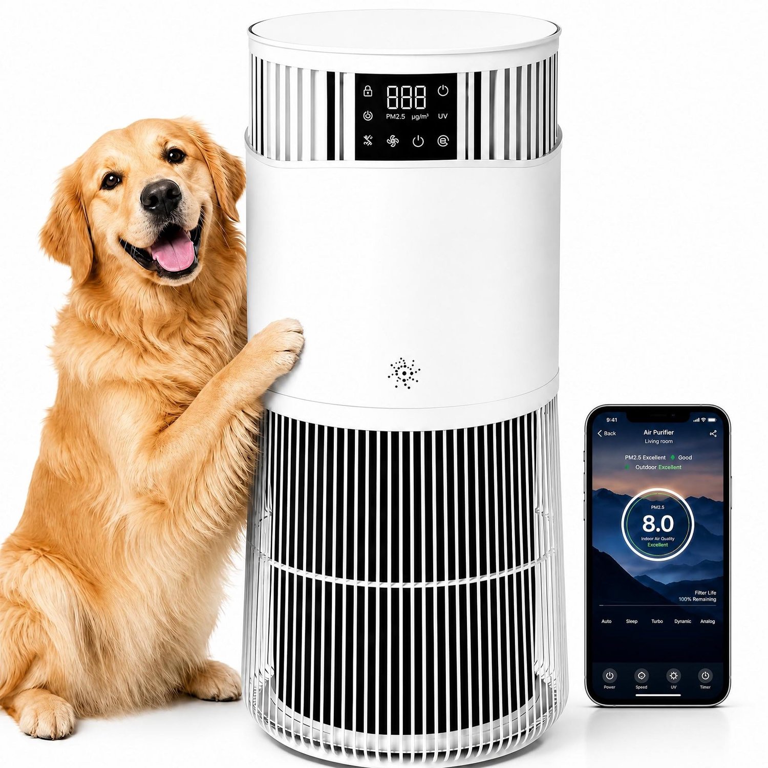Luchtreiniger HEPA-filter - 490 m³/h Reinigingscapaciteit - 50 m² Oppervlakte - Wit - Voor Allergieën En Stofvrij Huis