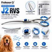 Professor Q Trimschaar Hond - Gebogen - Rechtshandig - RVS - Blauw - Voor Vacht- en Pootverzorging