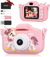 Yammii | Digitale Kindercamera HD 1080P - Speelgoedcamera Eenhoorn - Digitale Camera met Selfiecamera - Inclusief 32GB SD Kaart - Foto Video en Spelletjes - Roze Unicorn