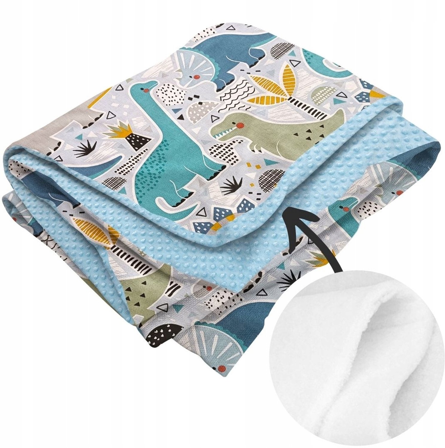 Dubbelzijdige babydeken 60x120 cm Katoen + Minky Fleece