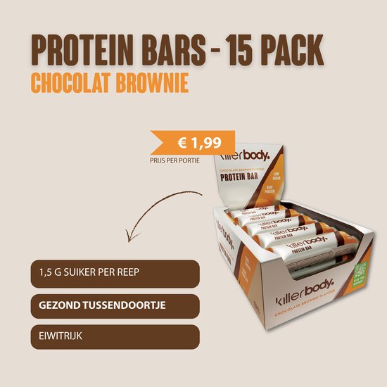 Killerbody Protein Bars Chocolate Brownie - 15-pack - Slechts 1,3 g Suiker - Voor Vrouwen — afbeelding 3