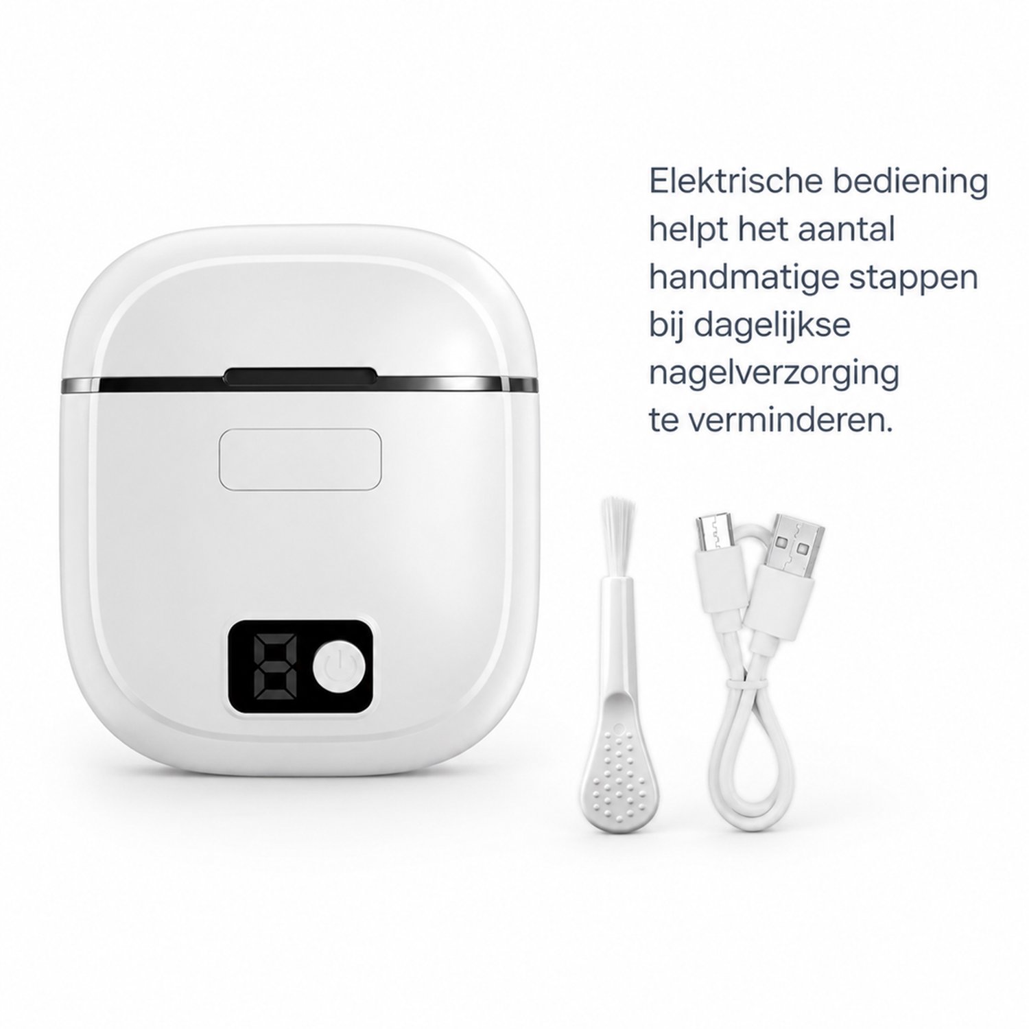Elektrische nagelknipper - FK310 wit - nagelverzorging - geschenkverpakking met oplaadkabel en reinigingsborstel - Engelstalige verpakking