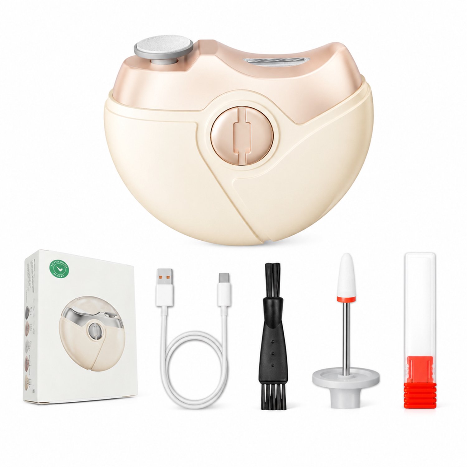 elektrische nagelknipper - beige - voor dagelijks thuisgebruik - met handleiding en oplaadkabel