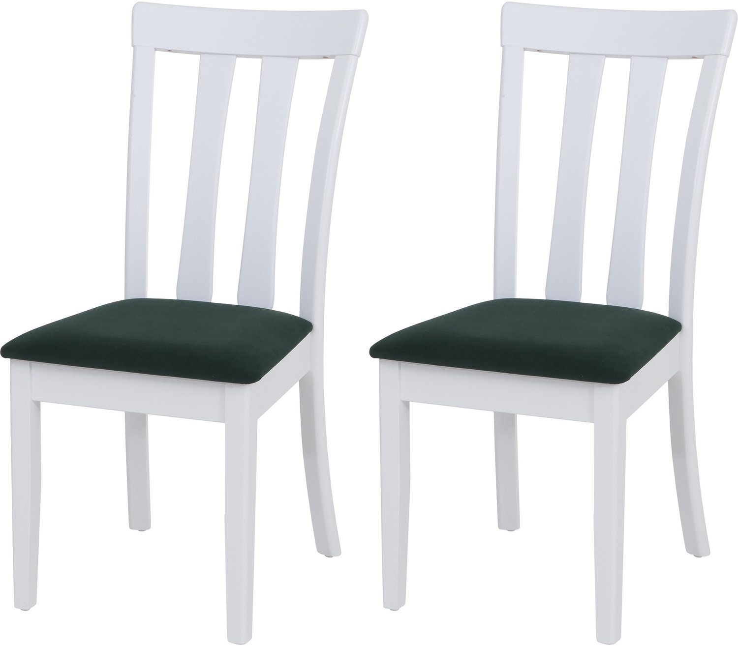 MCW Set van 2 eetkamerstoelen MCW-G46, keukenstoel, stof/textiel, massief hout ~ wit frame, groen