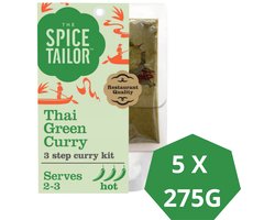 The Spice Tailor Thai Green Curry - Thaise Curry - Maaltijdpakket met Groene Curry kruiden - Voordeelverpakking - 5 x 275 gram