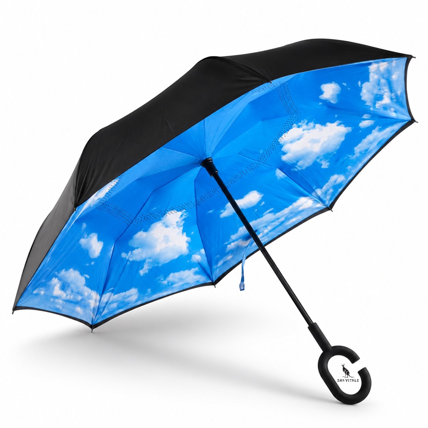 Bol.com San Vitale® - Unieke reversible Windproof Paraplu - Paraplu opvouwbaar - Paraplu's - Blauw aanbieding