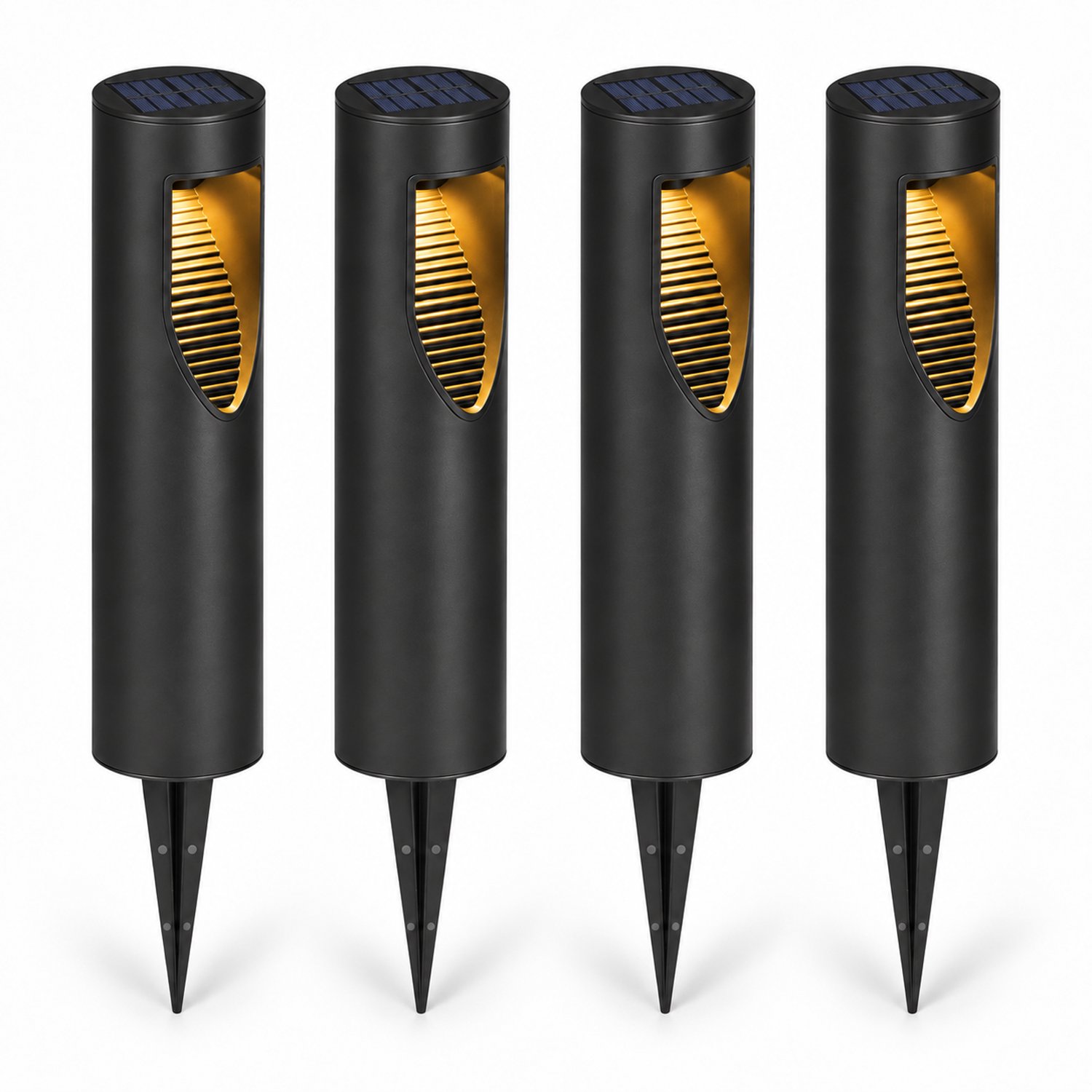 Solar Tuinlampen - 4 Stuks - Modern - 45 cm - Zwart - Warm Wit