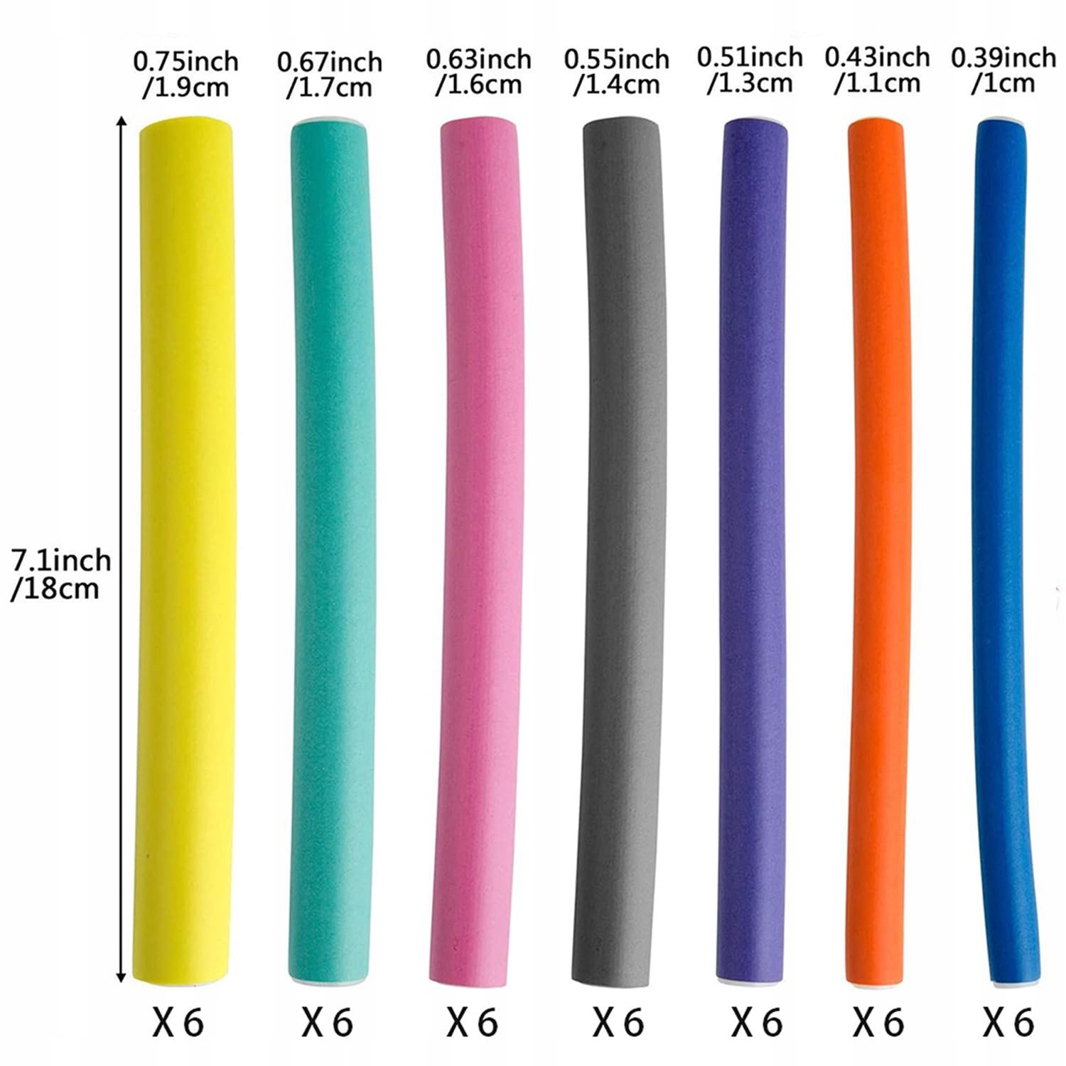 42x Flexibele Haarrollers - Kleurrijk Krulset - 18cm - Zonder Hitte