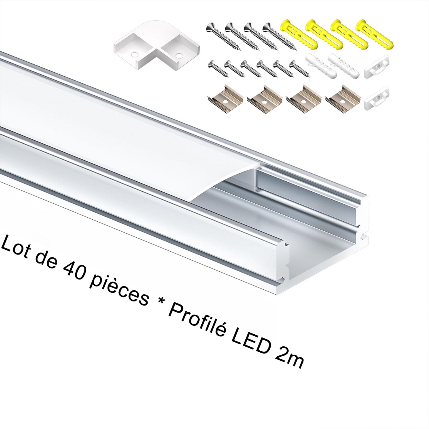 Riserva-LED Profiel-Aluminium Profiel voor LED Strip-Met Acryl Diffuser-Montabel-2m 40 Stuks
