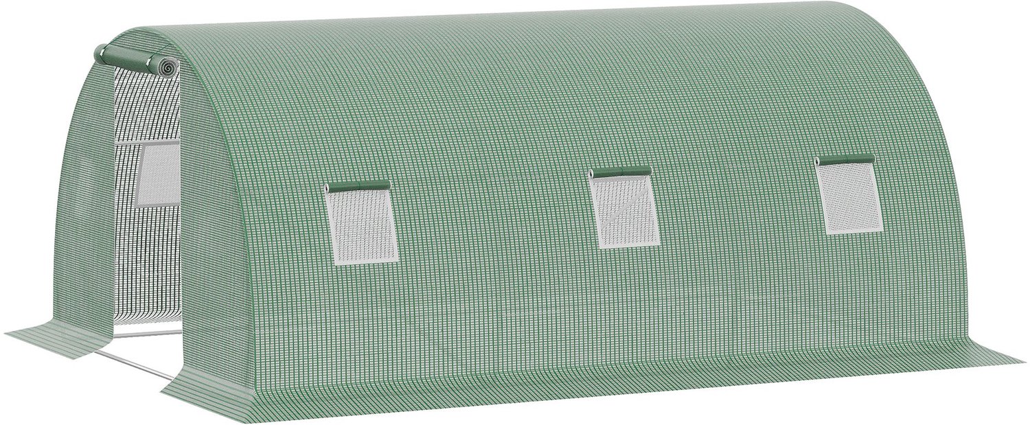 Sunona Foliekas - Met 6 ramen en roldeur - 450 x 300 x 200 cm - Groen