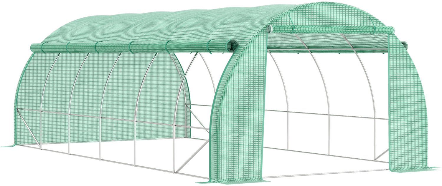 Sunona Foliekas - Met 12 ramen en roldeur - 597 x 300 x 200 cm - Groen