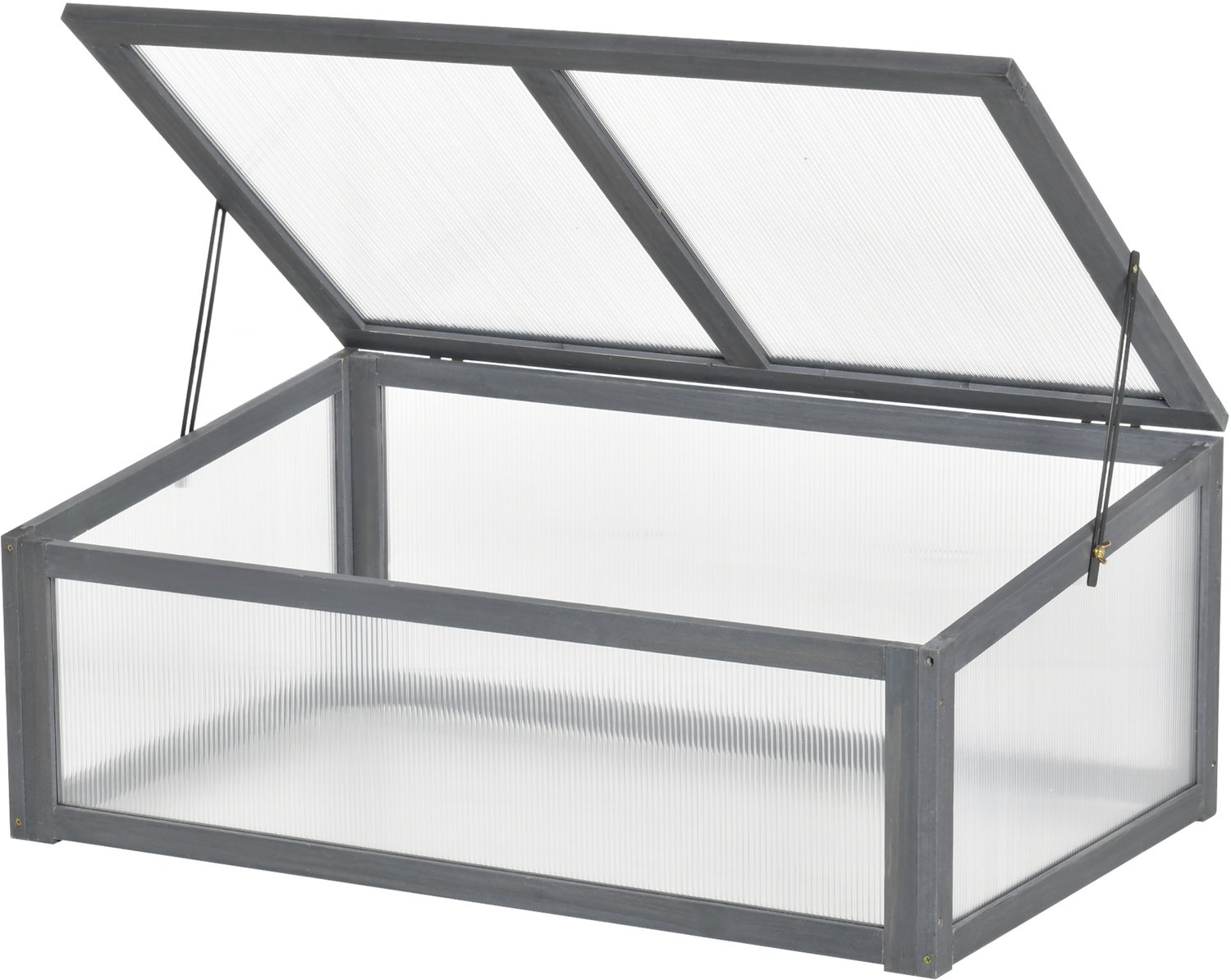 Sunona Kweekkas - Met opklapbaar deksel - Van dennenhout en polycarbonaat - 100 x 65 x 40 cm - Grijs
