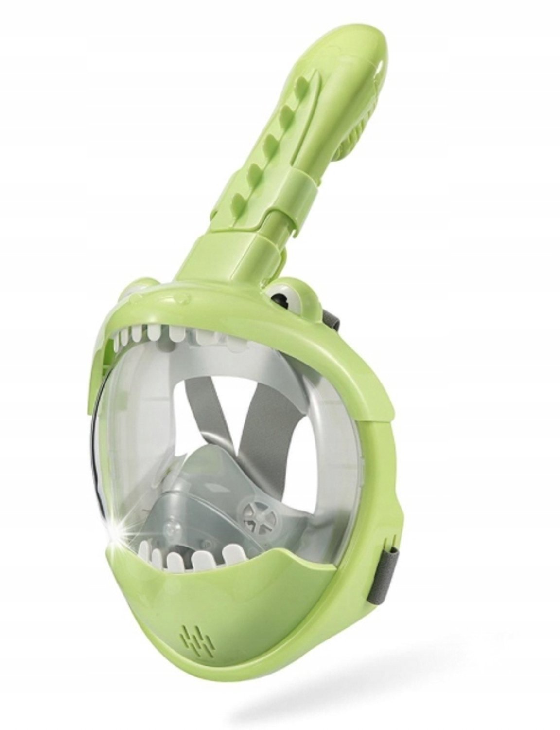 Kinder snorkelmasker dinosaurus groen, full-face, anti-fog, dry-top
