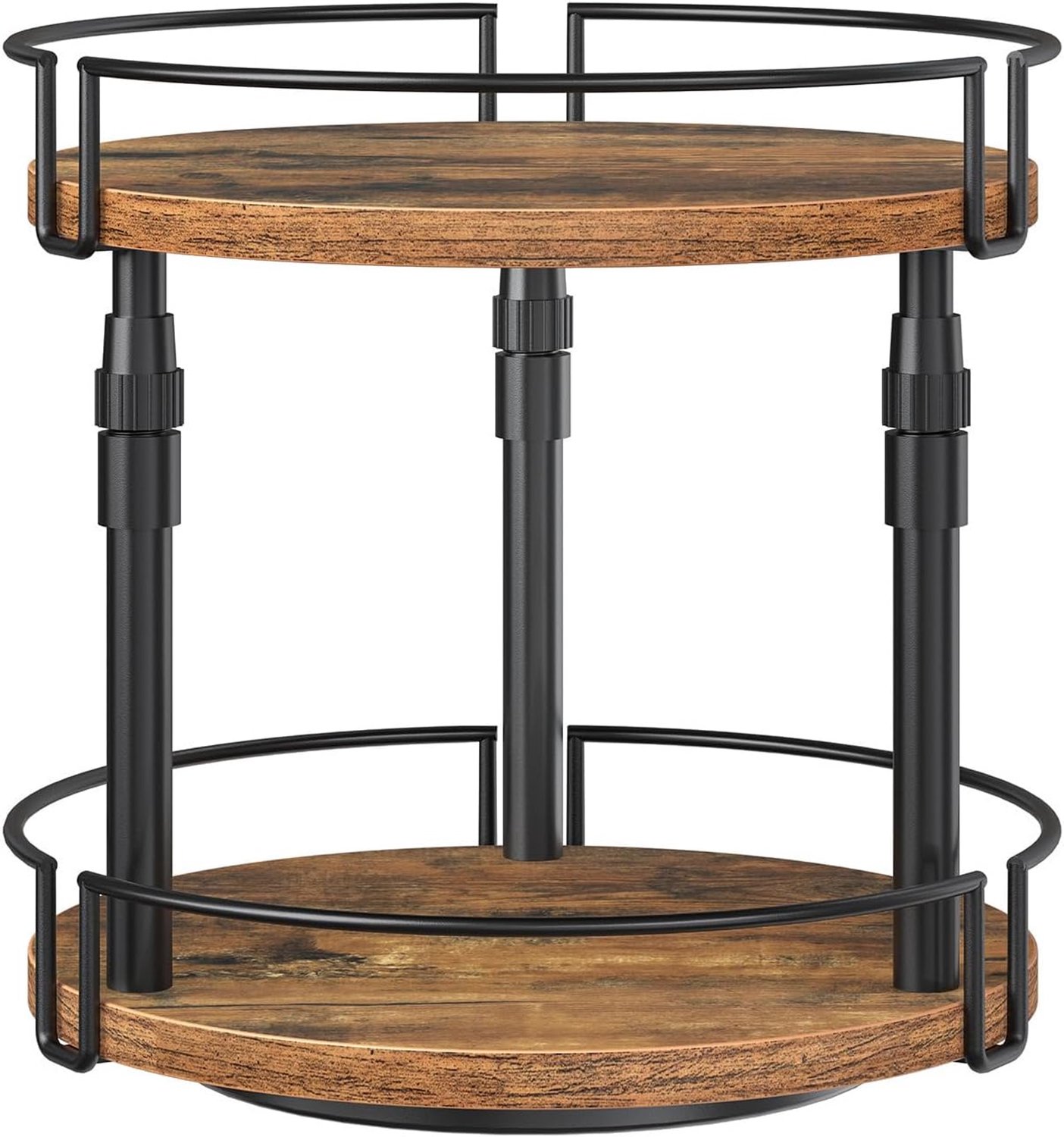 Famanu – Draaibaar kruidenrek met 3 lagen voor aanrecht en make-uptafel, keukenorganizer in rustiek bruin en zwart