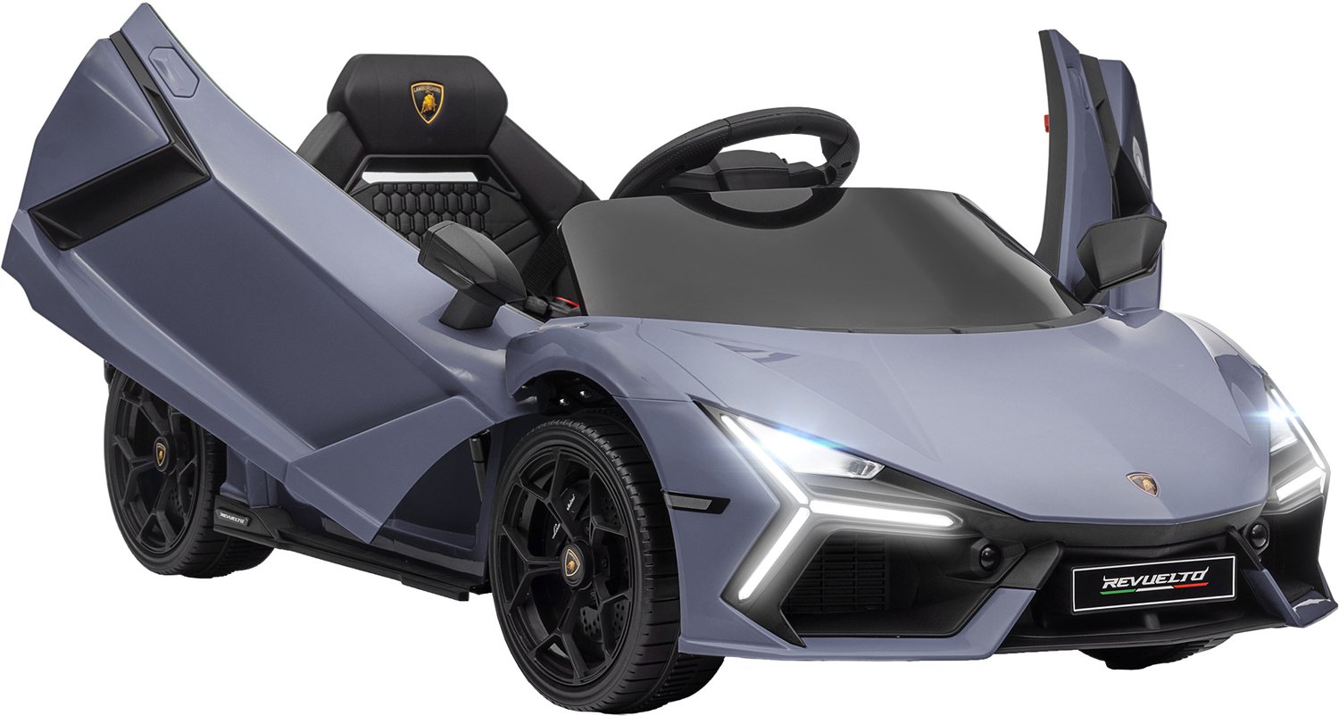 Playon Elektrische kinderauto Lamborghini Revuelto - Met afstandsbediening en LED-verlichting en muziek - 105 x 60 x 40 cm - Grijs