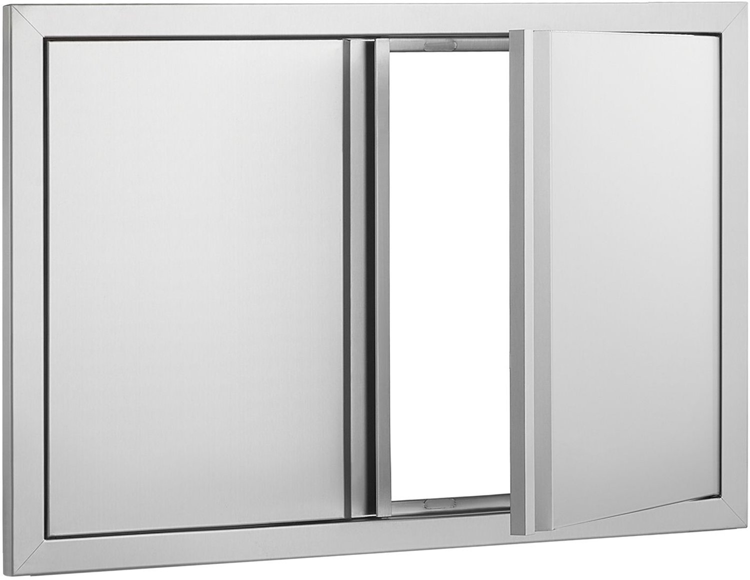 BBQ-toegangsdeur- 774x532 mm dubbele buitenkeukendeur- roestvrijstalen vlakke montagedeur- verticale wanddeur met verzonken handgrepen- voor BBQ-eiland- grillstation- buitenkast